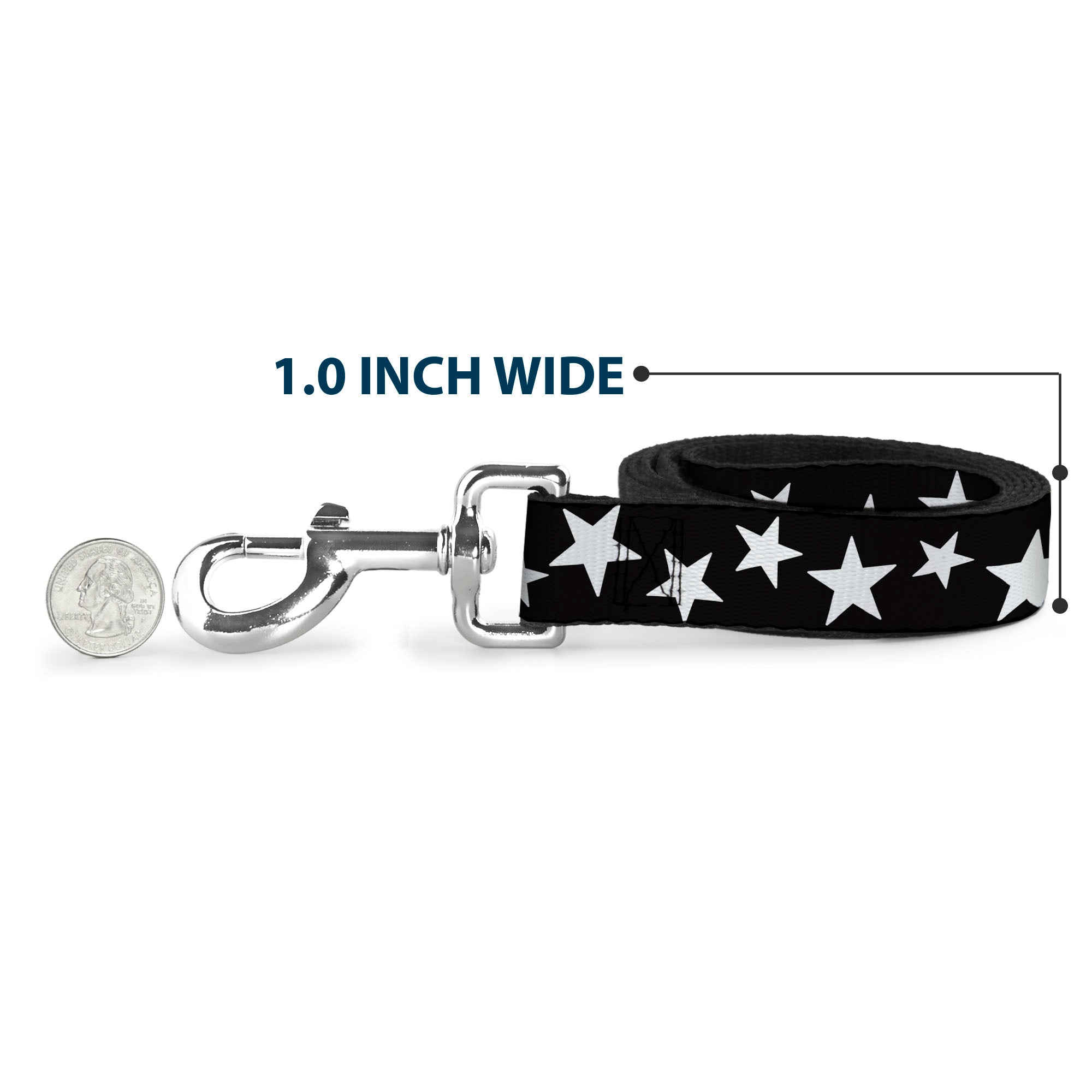 Dog Leash - Multi Stars Black/White