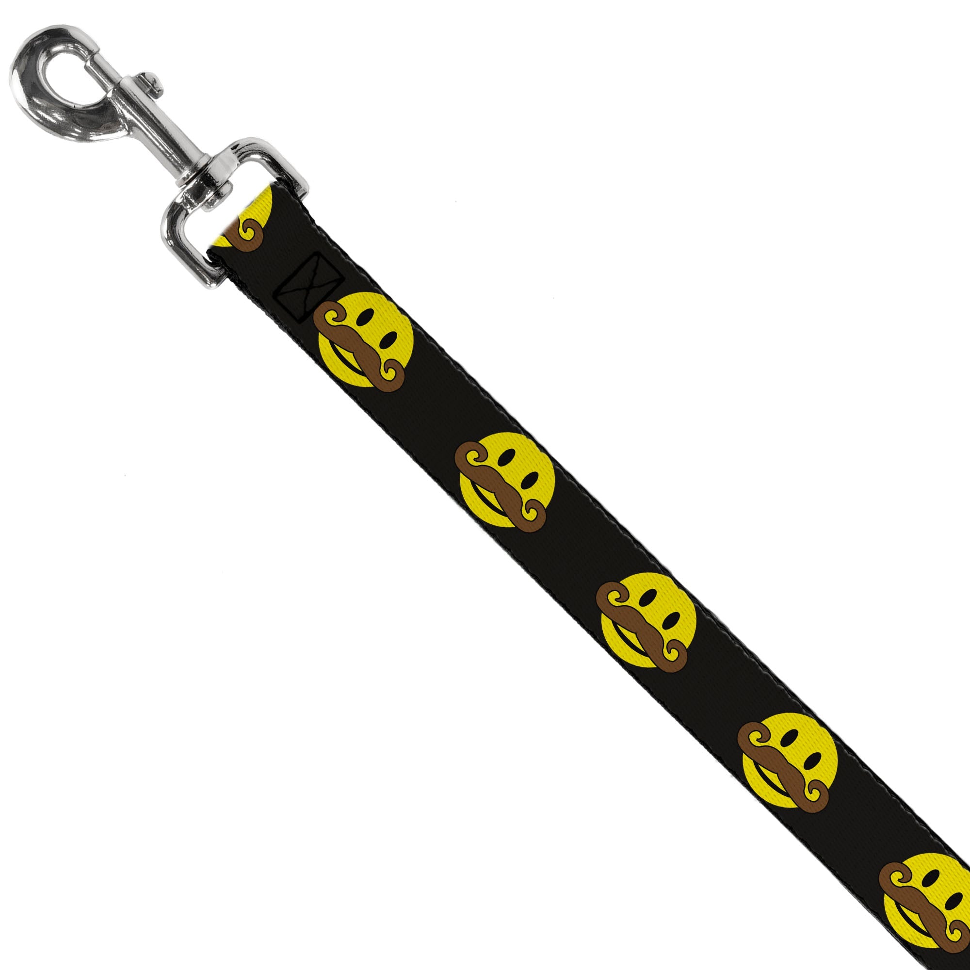 Dog Leash - Mustache Happy Face Black/Yellow/Brown