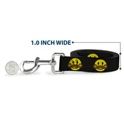 Dog Leash - Mustache Happy Face Black/Yellow/Brown