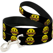 Dog Leash - Mustache Happy Face Black/Yellow/Brown