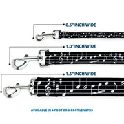 Dog Leash - Music Notes Black/White