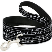 Dog Leash - Music Notes Black/White
