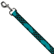 Dog Leash - Mustaches Mini/Single Repeat Black/Turquoise
