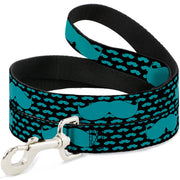 Dog Leash - Mustaches Mini/Single Repeat Black/Turquoise