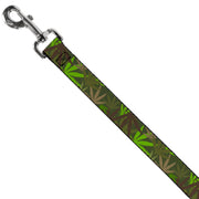 Buckle-Down Dog Leash - Marijuana Leaves Stacked Browns/Greens