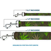 Buckle-Down Dog Leash - Marijuana Leaves Stacked Browns/Greens