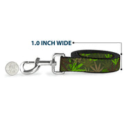 Buckle-Down Dog Leash - Marijuana Leaves Stacked Browns/Greens