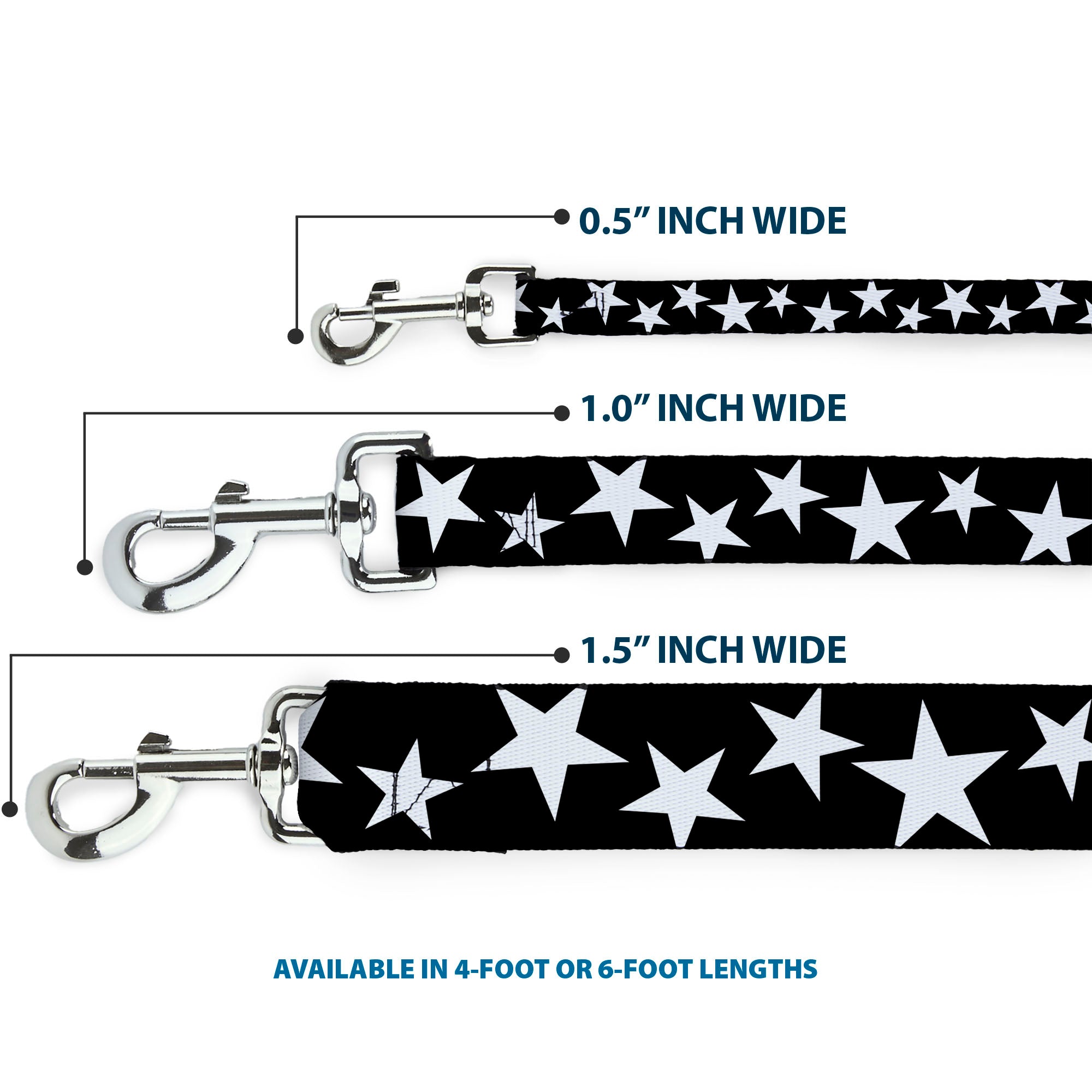 Dog Leash - Multi Stars Black/White/Black/White Outline