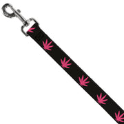 Buckle-Down Dog Leash - Marijuana Leaf Repeat Black/Pink