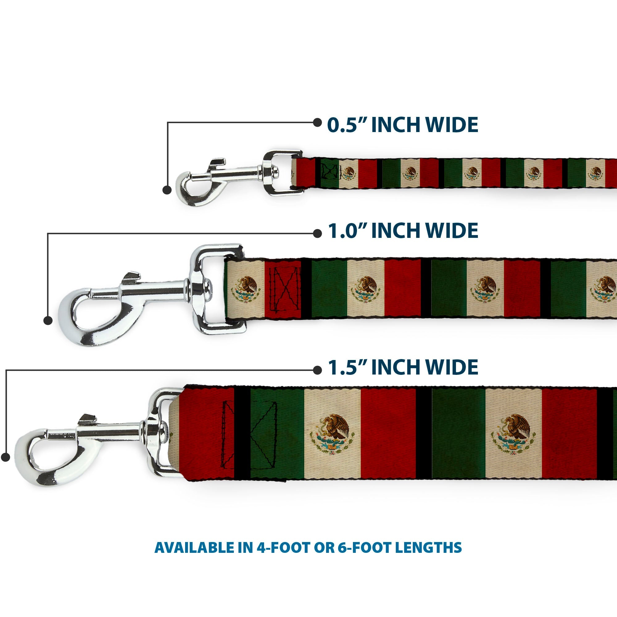 Dog Leash - Mexico Flag Distressed