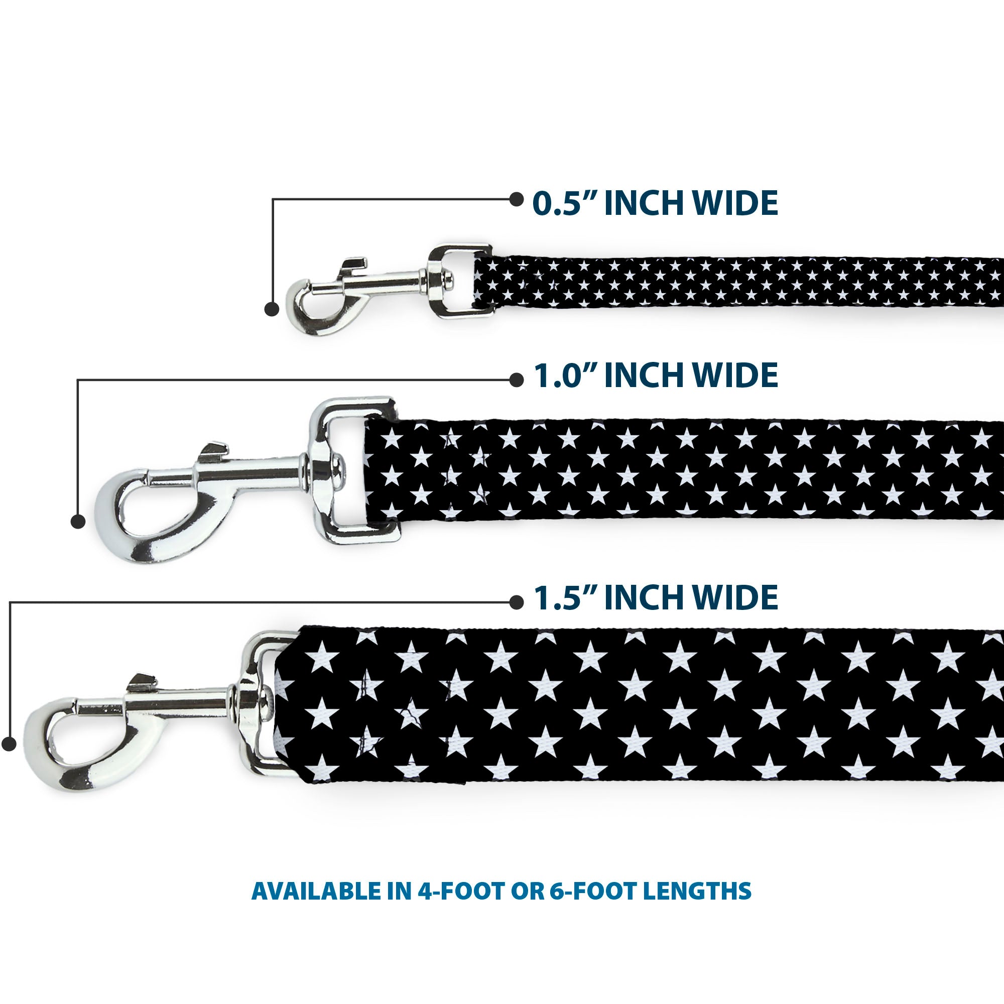 Dog Leash - Mini Stars3 Black/White
