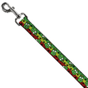 Buckle-Down Dog Leash - Marijuana Nugs/Leaves Cartoon Rasta/Black