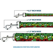 Buckle-Down Dog Leash - Marijuana Nugs/Leaves Cartoon Rasta/Black