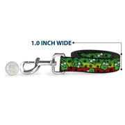 Buckle-Down Dog Leash - Marijuana Nugs/Leaves Cartoon Rasta/Black