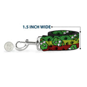 Buckle-Down Dog Leash - Marijuana Nugs/Leaves Cartoon Rasta/Black