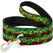 Buckle-Down Dog Leash - Marijuana Nugs/Leaves Cartoon Rasta/Black