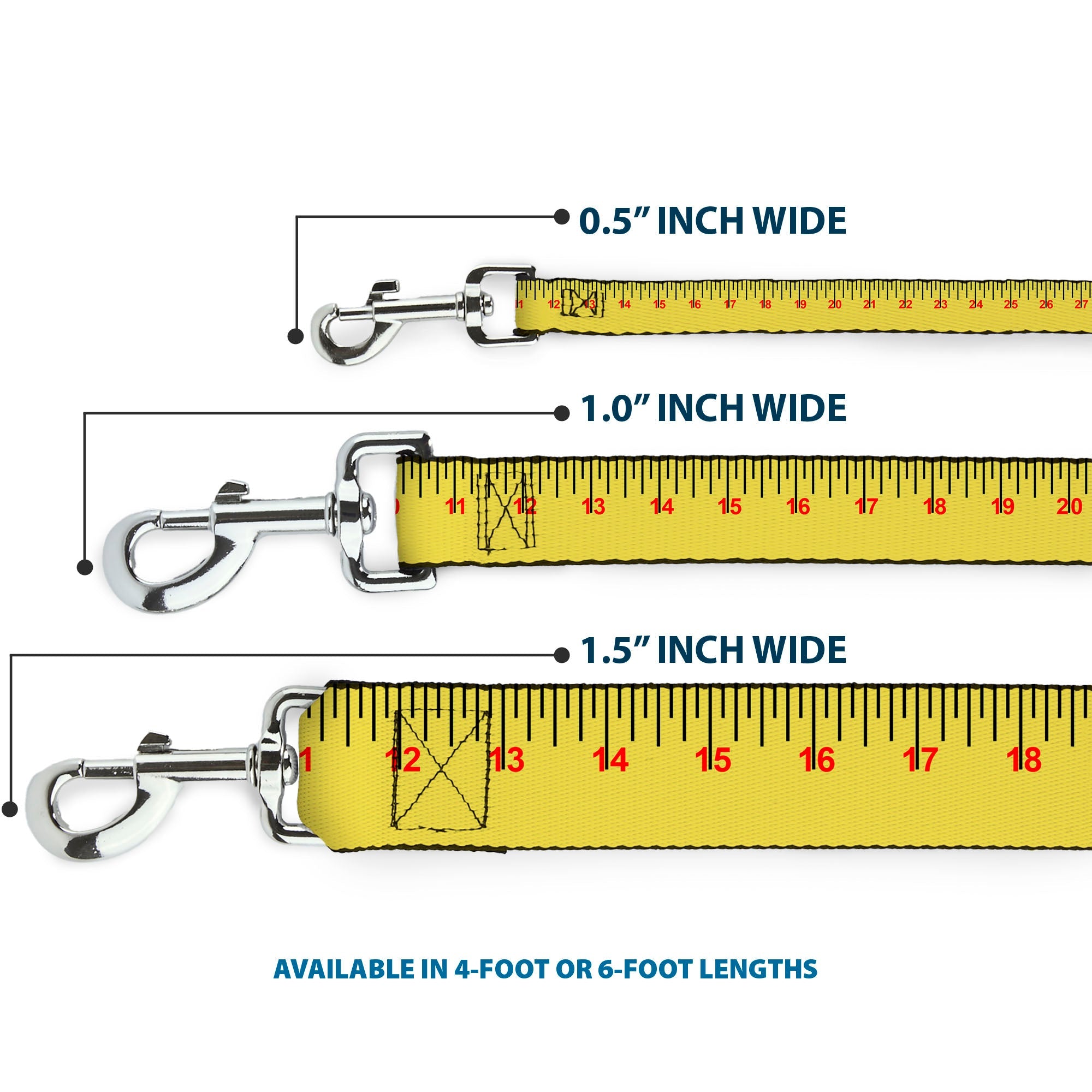 Dog Leash - Measuring Tape Yellow/Black/Red