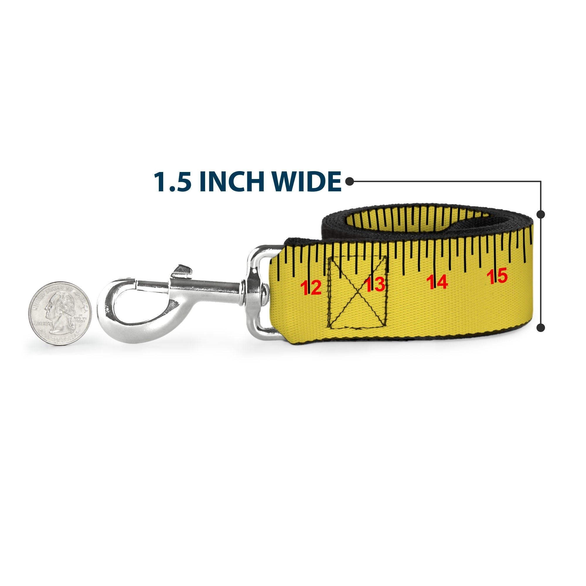 Dog Leash - Measuring Tape Yellow/Black/Red