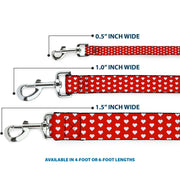 Dog Leash - Mini Hearts Monogram Red/White