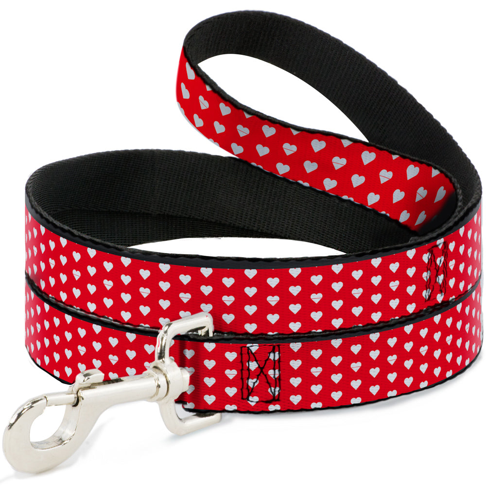 Dog Leash - Mini Hearts Monogram Red/White