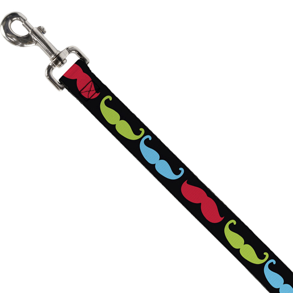 Dog Leash - Mustaches-4 Black/Multi Color