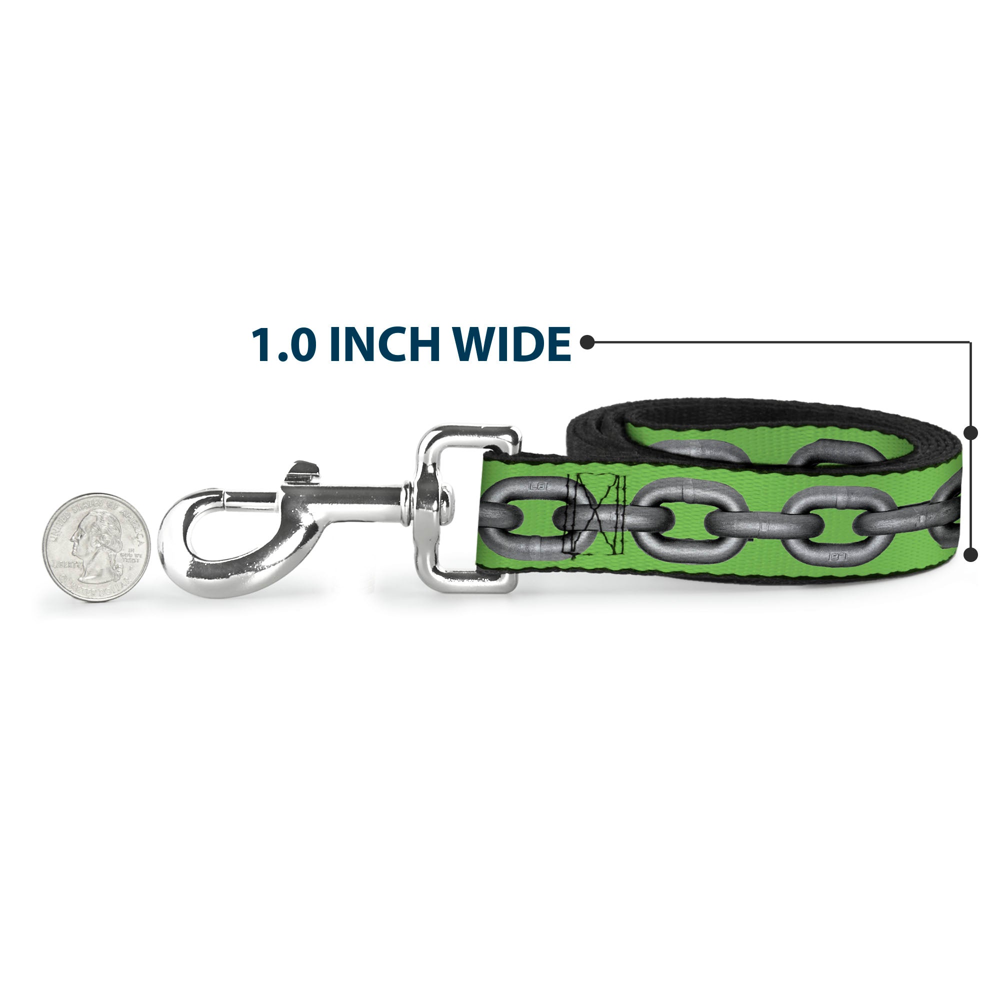 Dog Leash - Metal Chain Green/Gray