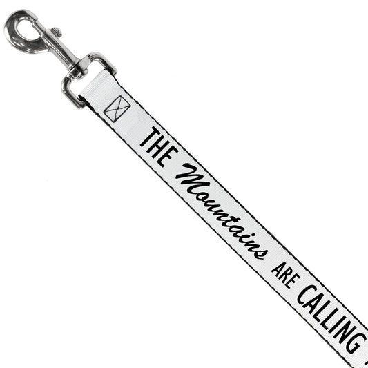 Dog Leash - THE MOUNTAINS ARE CALLING AND I MUST GO/Mountains Outline White/Black