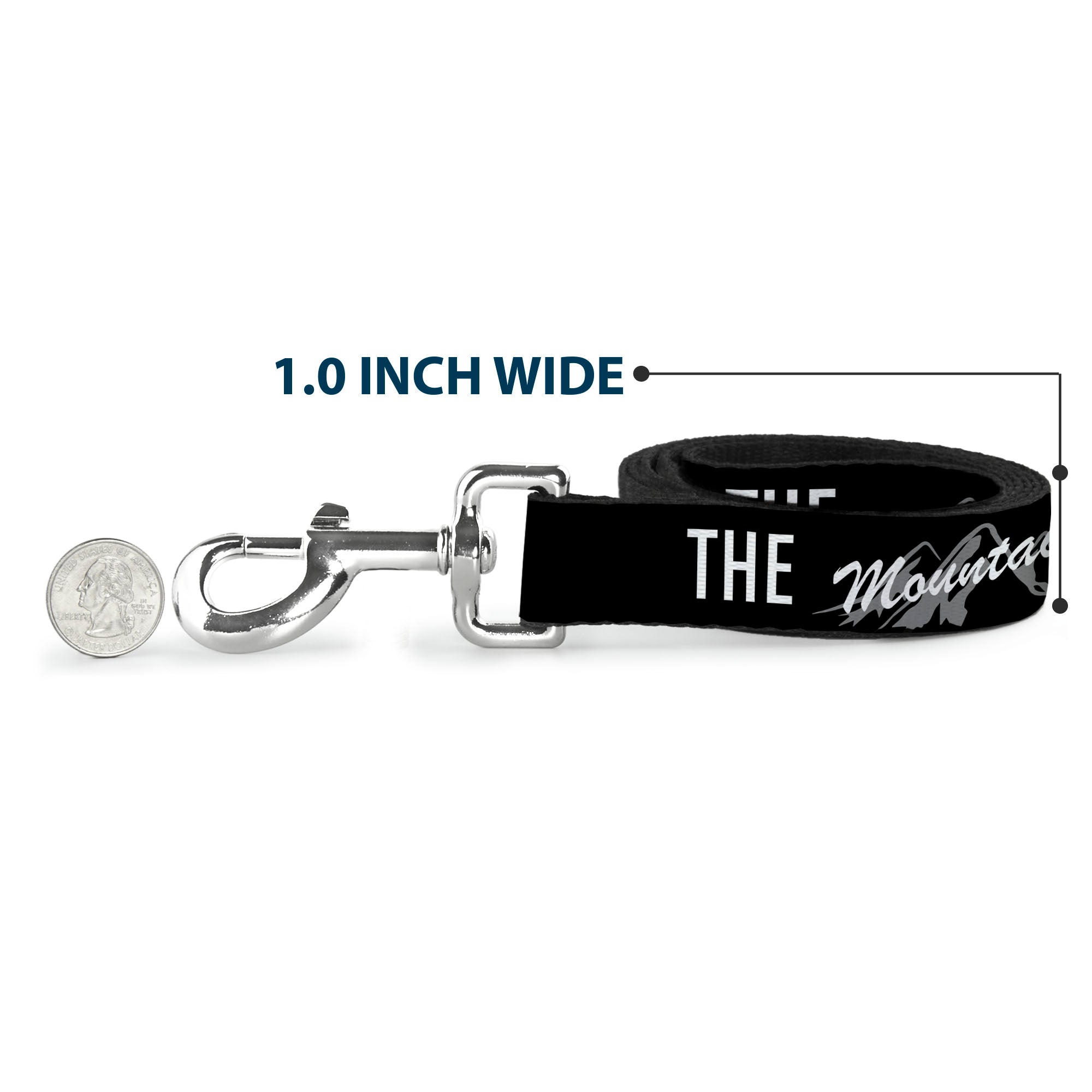 Dog Leash - THE MOUNTAINS ARE CALLING AND I MUST GO/Mountains Outline3 Black/Gray/White