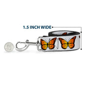 Dog Leash - Monarch Butterfly Repeat White