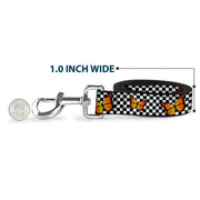 Dog Leash - Monarch Butterfly Scattered Checker Black/White