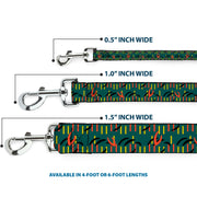 Dog Leash - MCO Orlando International Airport Carpet Teal/Orange/Yellow/Black