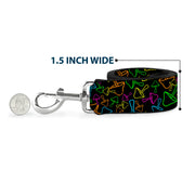 Dog Leash - Mushroom Outline Scattered Black/Multi Neon