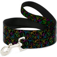 Load image into Gallery viewer, Dog Leash - Mushroom Outline Scattered Black/Multi Neon
