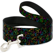 Dog Leash - Mushroom Outline Scattered Black/Multi Neon