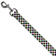 Dog Leash - Mushrooms Scattered Checker Black/White/Multi Neon