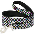 Load image into Gallery viewer, Dog Leash - Mushrooms Scattered Checker Black/White/Multi Neon
