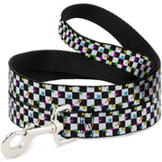 Dog Leash - Mushrooms Scattered Checker Black/White/Multi Neon