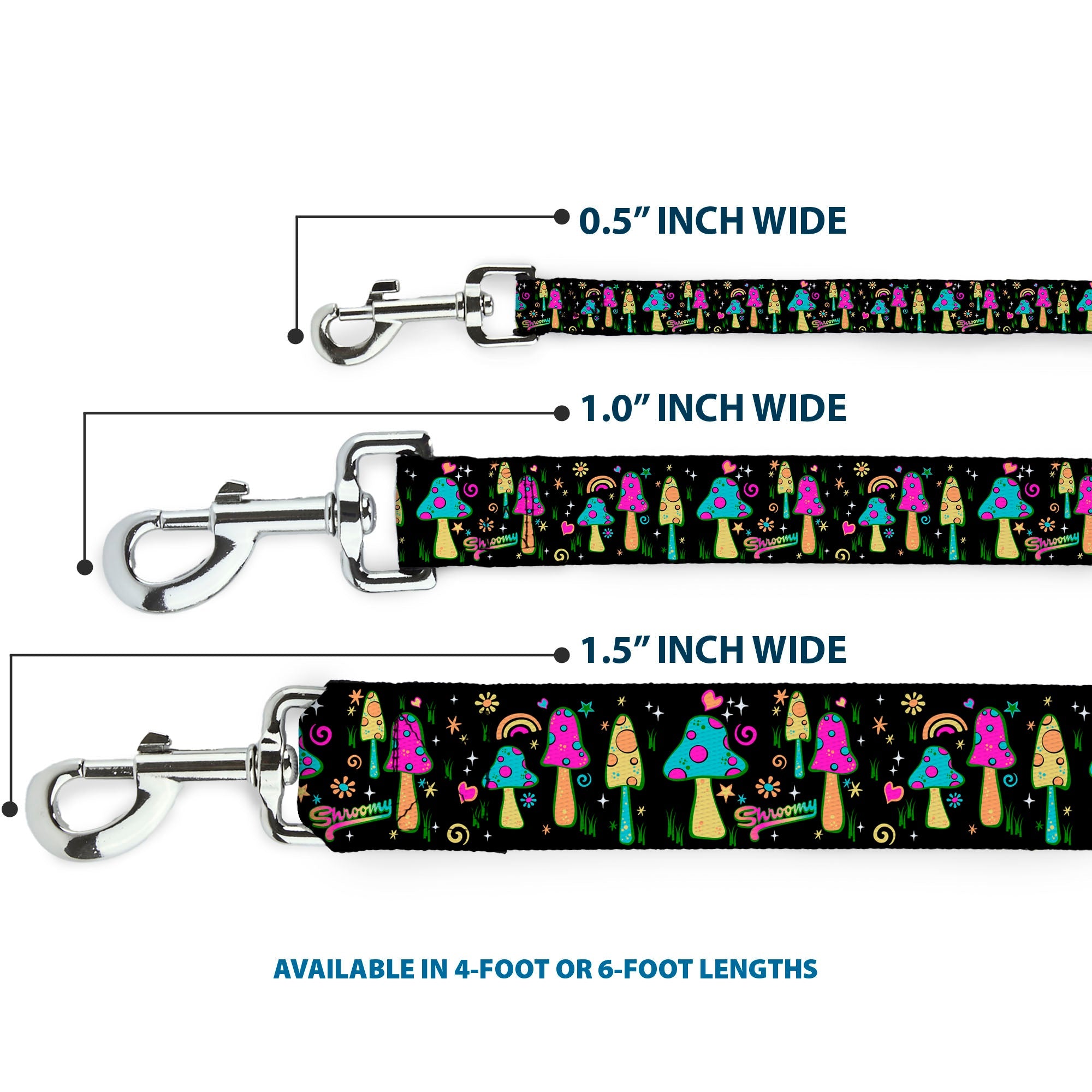 Dog Leash - Mushroom SHROOMY Garden Black/Multi Color