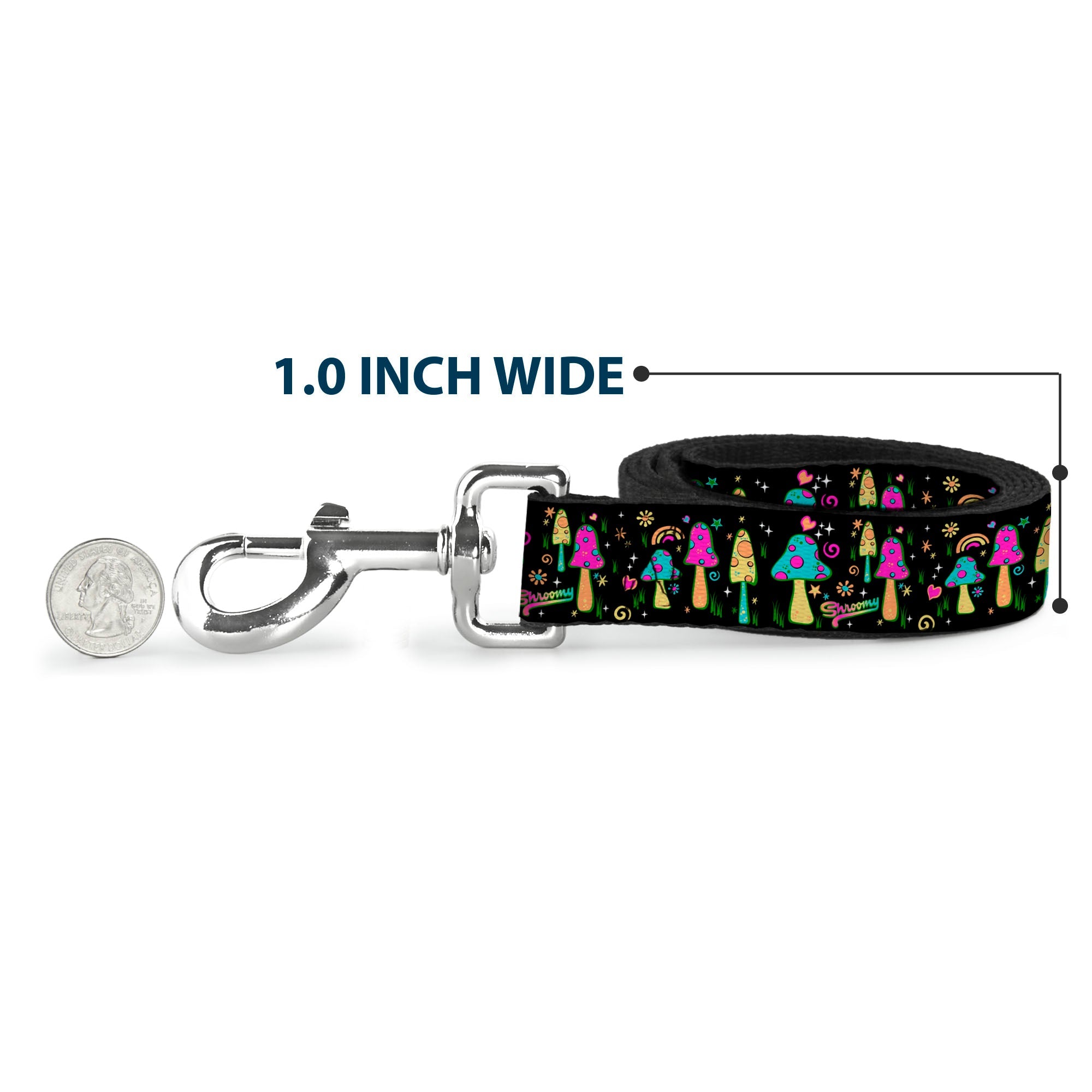 Dog Leash - Mushroom SHROOMY Garden Black/Multi Color