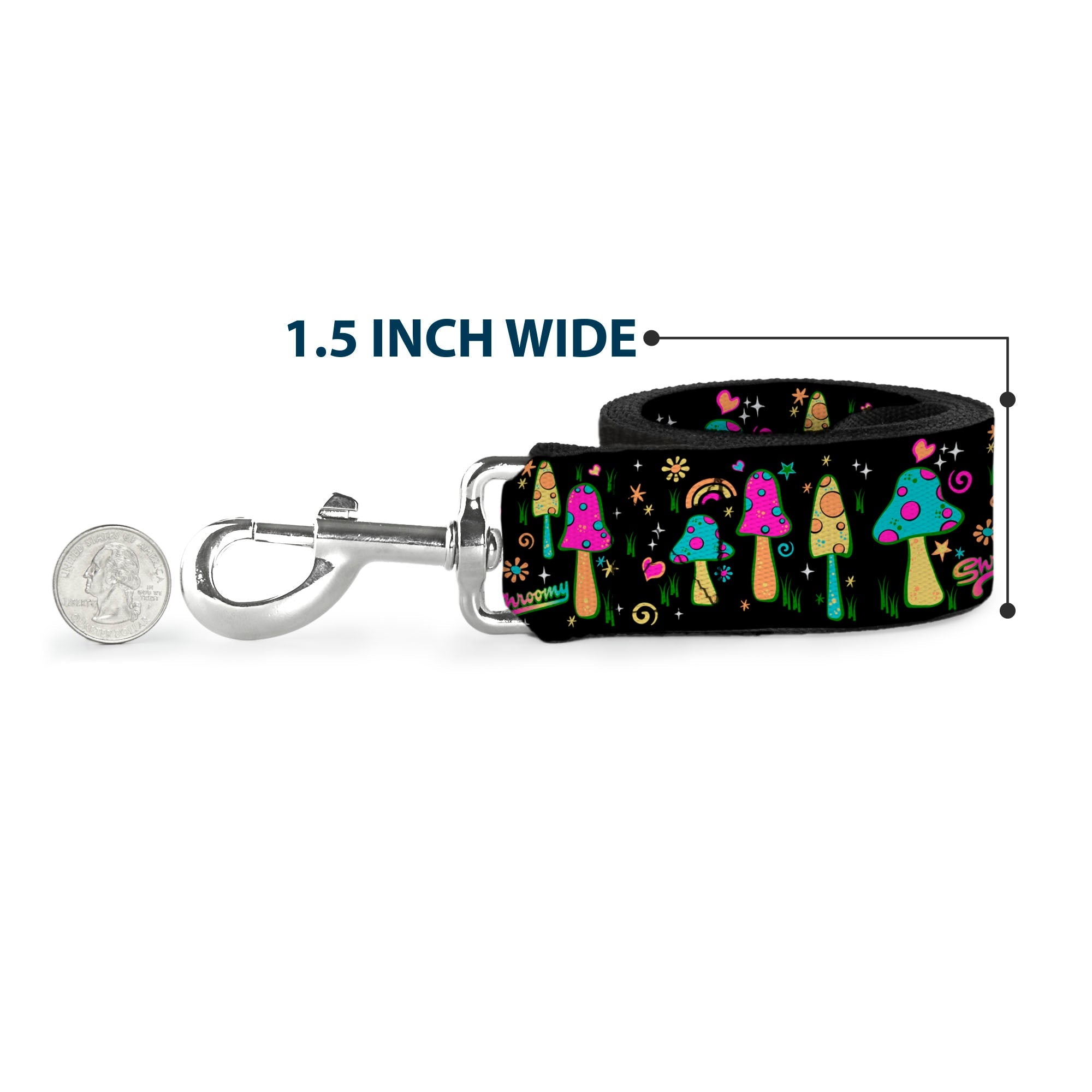 Dog Leash - Mushroom SHROOMY Garden Black/Multi Color