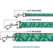 Dog Leash - Palm Leaves Stacked Pastel Greens