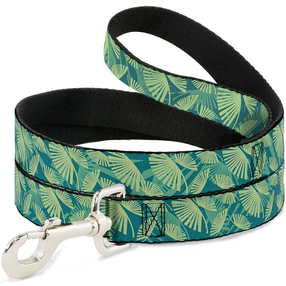Dog Leash - Palm Leaves Stacked Pastel Greens