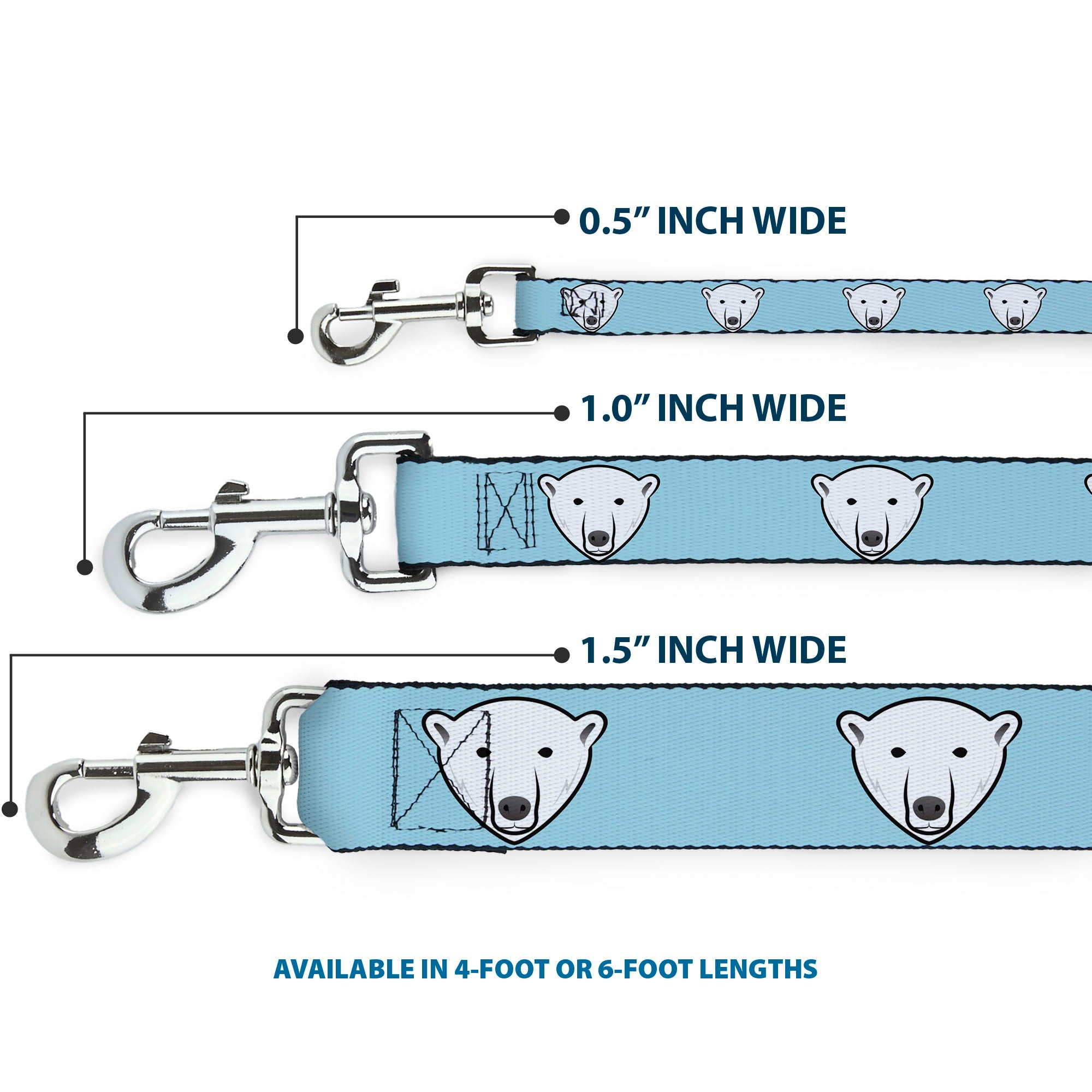 Dog Leash - Polar Bear Repeat Baby Blue