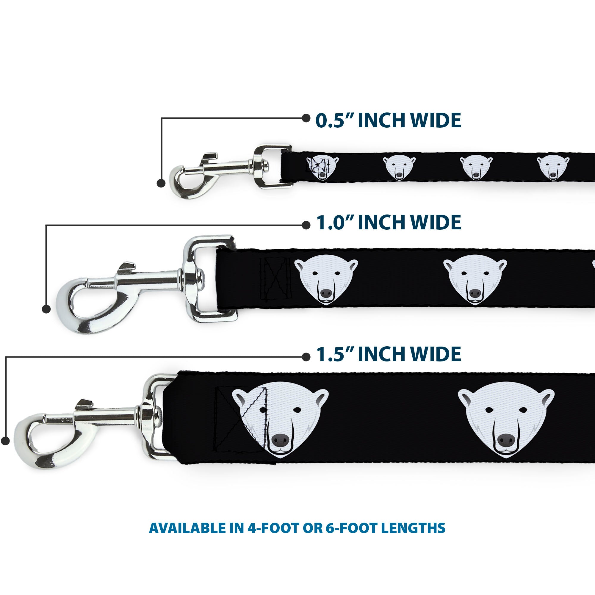 Dog Leash - Polar Bear Repeat Black