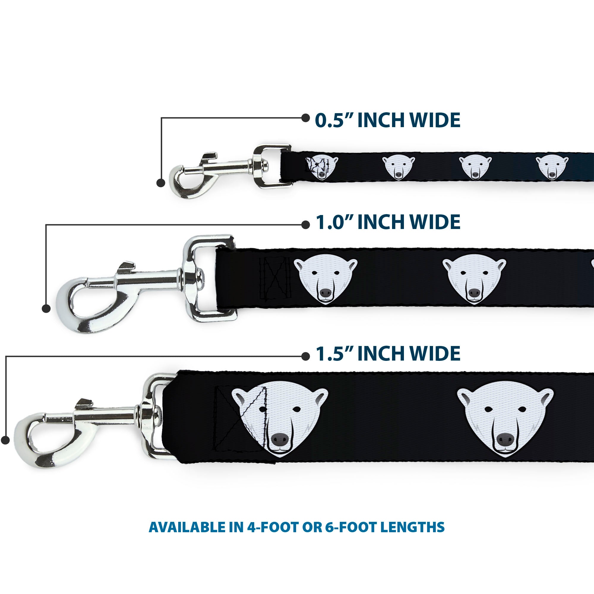 Dog Leash - Polar Bear Repeat Black/Blue Fade