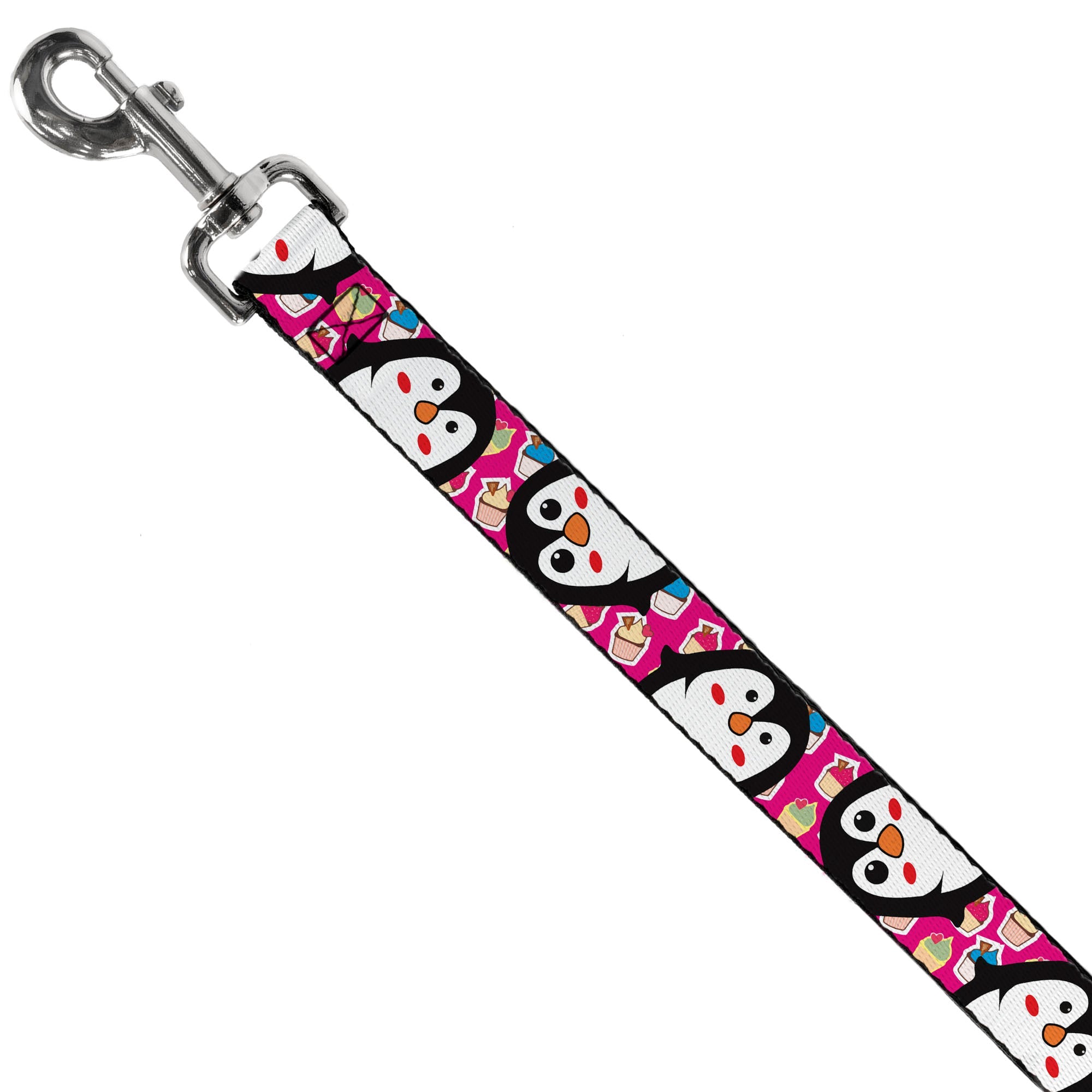 Dog Leash - Penguins w/Cupcakes Fuchsia/Multi Color