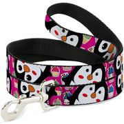 Dog Leash - Penguins w/Cupcakes Fuchsia/Multi Color