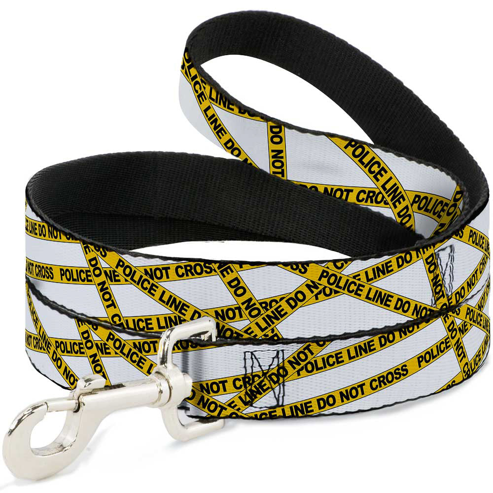 Dog Leash - Police Line White/Yellow