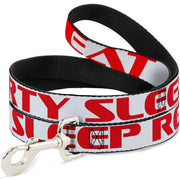 Buckle-Down Dog Leash - PARTY-SLEEP-REPEAT White/Red
