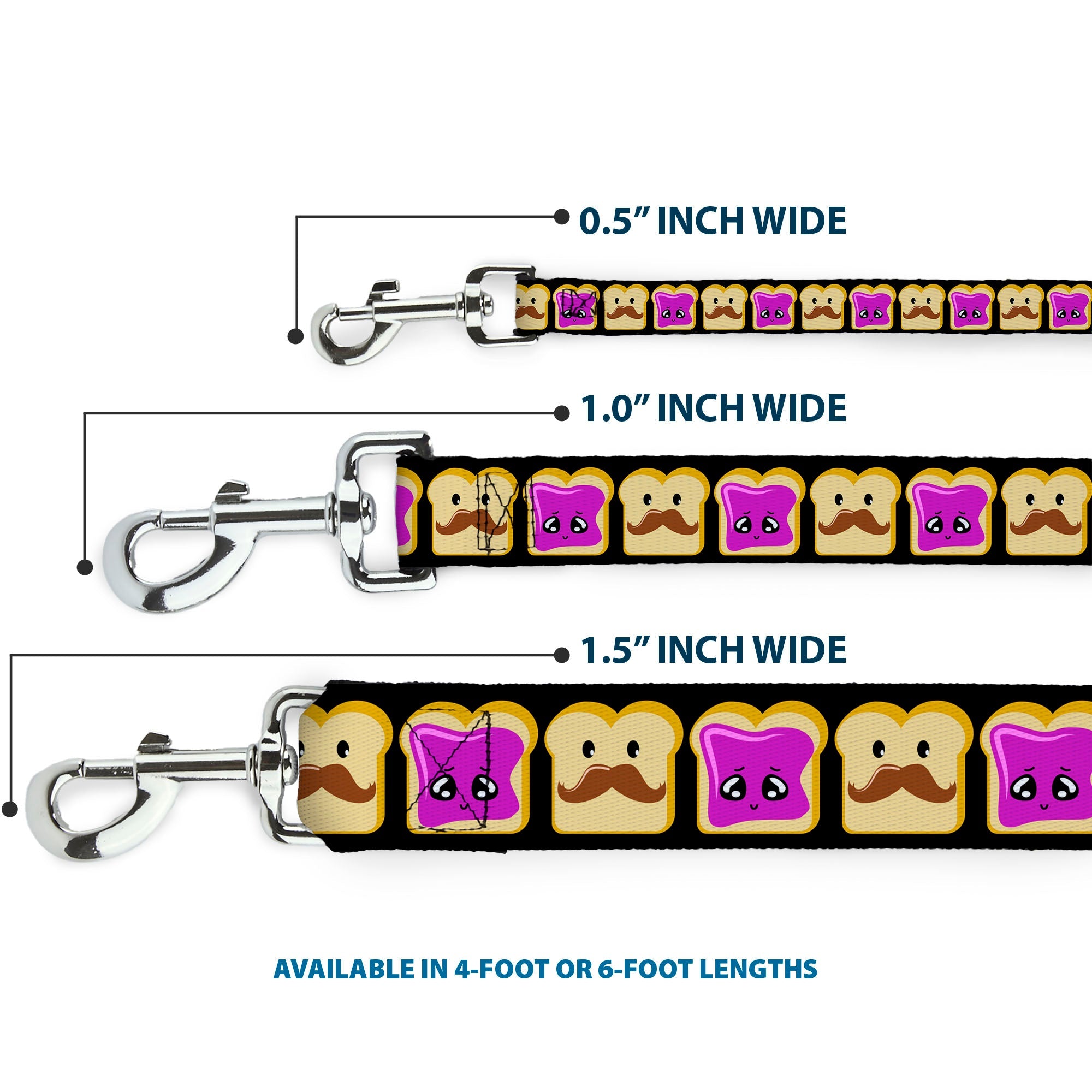 Dog Leash - Peanut Butter w/Mustache & Jelly